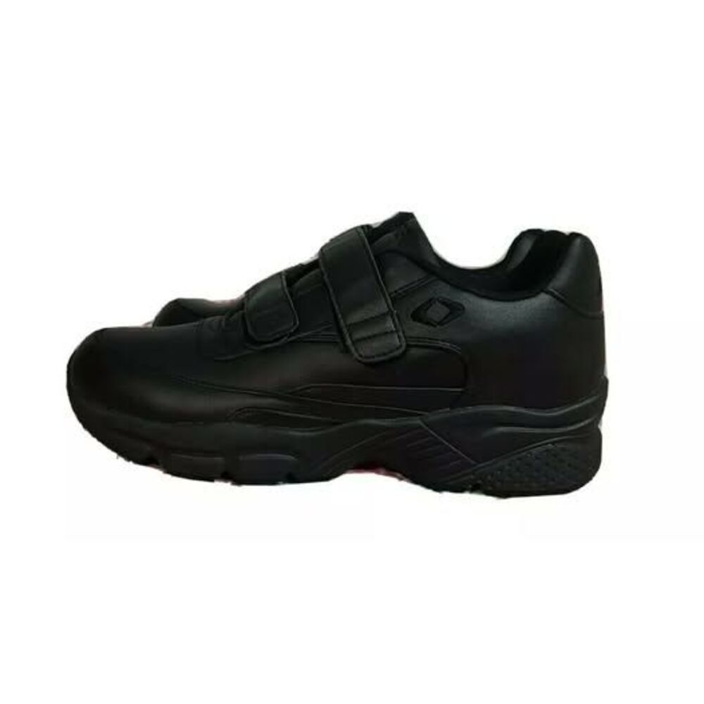 Apex Orthotic Slip Resistant Black Leather hook & loop Comfort Sneaker Men's 12